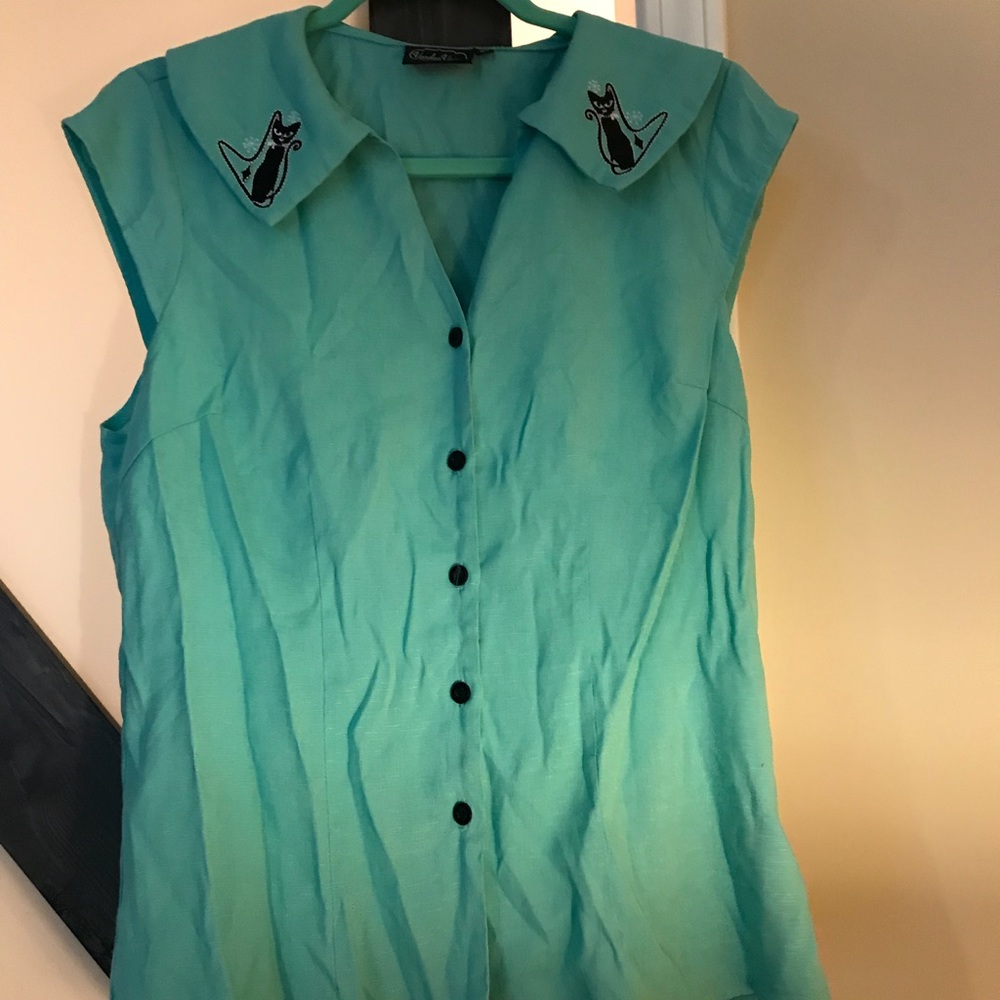 Voodoo Vixen Mint Maya Kitty Top Retro Pinup - Picture 3 of 3